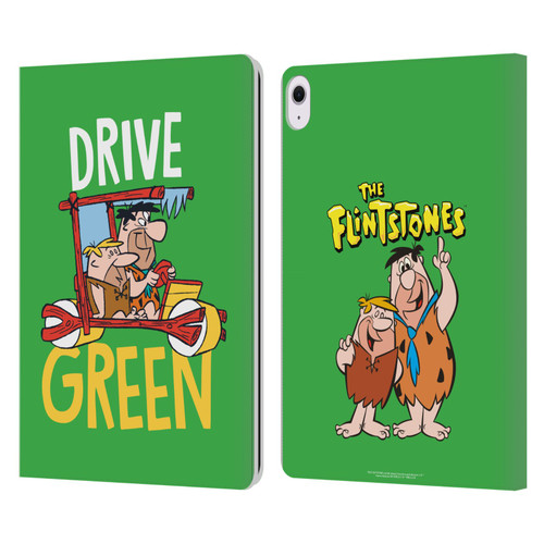 The Flintstones Graphics Drive Green Leather Book Wallet Case Cover For Apple iPad Air 13 2024