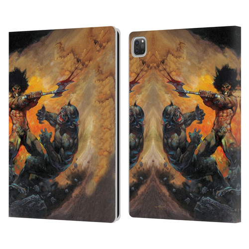 Frank Frazetta Medieval Fantasy Viking Slayer Leather Book Wallet Case Cover For Apple iPad Pro 13 M4 2024