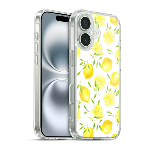 Katerina Kirilova Fruits & Foliage Patterns Lemons Soft Gel Case for Apple iPhone 16 & MagSafe
