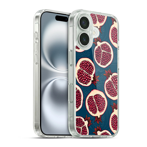 Katerina Kirilova Fruits & Foliage Patterns Pomegranate Slices Soft Gel Case for Apple iPhone 16 & MagSafe