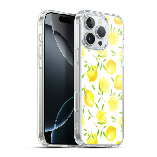 Katerina Kirilova Fruits & Foliage Patterns Lemons Soft Gel Case for Apple iPhone 16 Pro Max & MagSafe