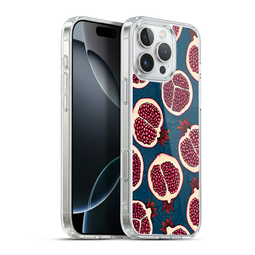Katerina Kirilova Fruits & Foliage Patterns Pomegranate Slices Soft Gel Case for Apple iPhone 16 Pro Max & MagSafe
