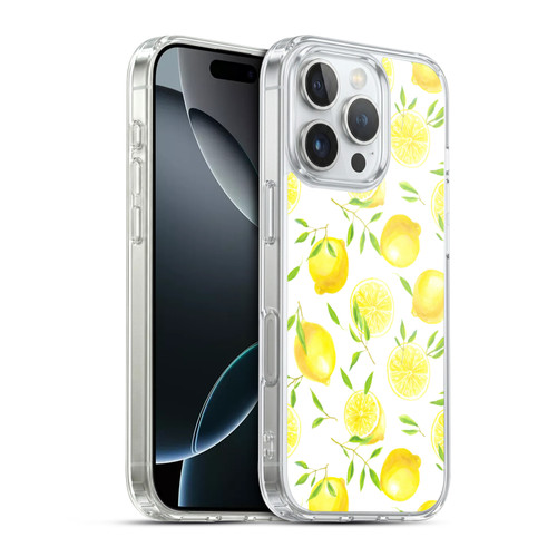 Katerina Kirilova Fruits & Foliage Patterns Lemons Soft Gel Case for Apple iPhone 16 Pro & MagSafe