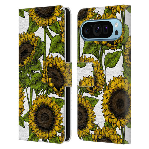 Katerina Kirilova Floral Patterns Sunflowers Leather Book Wallet Case Cover For Google Pixel 9 / Pixel 9 Pro