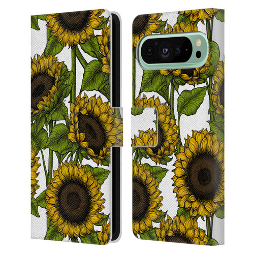 Katerina Kirilova Floral Patterns Sunflowers Leather Book Wallet Case Cover For Google Pixel 9 Pro XL