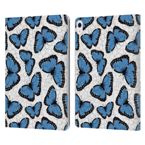 Katerina Kirilova Floral Patterns Blue Butterflies Leather Book Wallet Case Cover For Apple iPad Air 13 2024