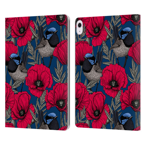 Katerina Kirilova Floral Patterns Fairy Wrens & Poppies Leather Book Wallet Case Cover For Apple iPad Air 13 2024