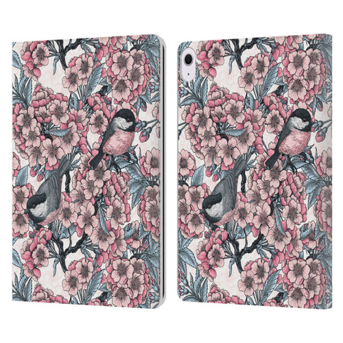 Katerina Kirilova Floral Patterns Cherry Garden Birds Leather Book Wallet Case Cover For Apple iPad Air 13 2024