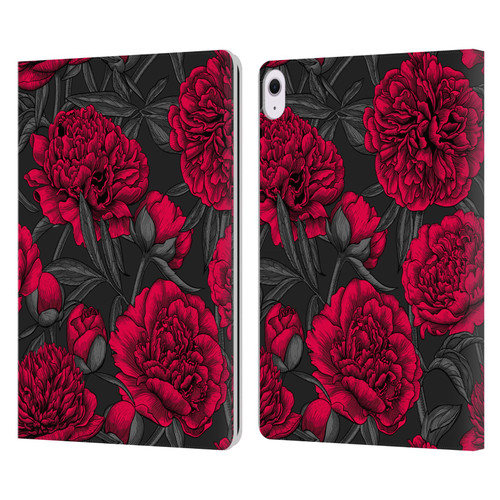 Katerina Kirilova Floral Patterns Night Peony Garden Leather Book Wallet Case Cover For Apple iPad Air 13 2024