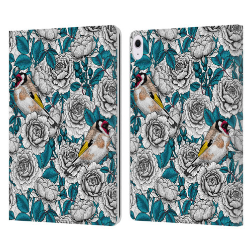 Katerina Kirilova Floral Patterns White Rose & Birds Leather Book Wallet Case Cover For Apple iPad Air 13 2024