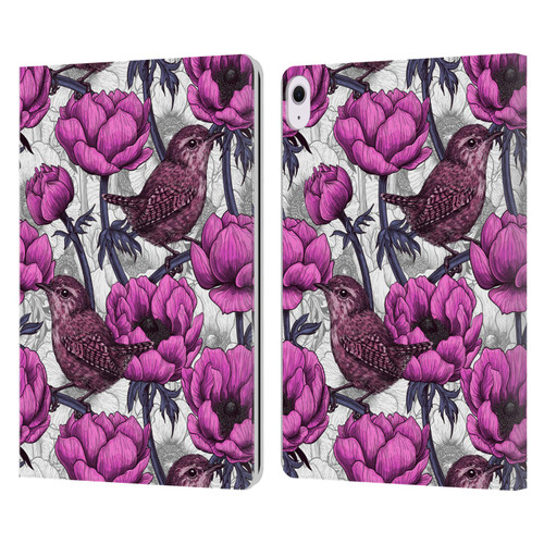 Katerina Kirilova Floral Patterns Wrens In Anemone Garden Leather Book Wallet Case Cover For Apple iPad Air 13 2024