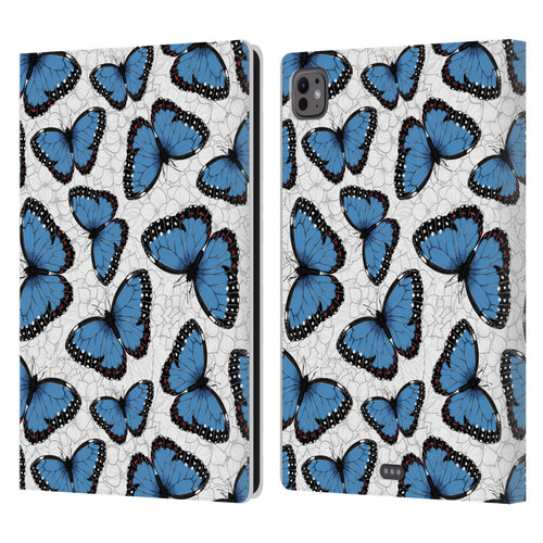 Katerina Kirilova Floral Patterns Blue Butterflies Leather Book Wallet Case Cover For Apple iPad Pro 11 M4 2024