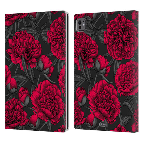 Katerina Kirilova Floral Patterns Night Peony Garden Leather Book Wallet Case Cover For Apple iPad Pro 11 M4 2024