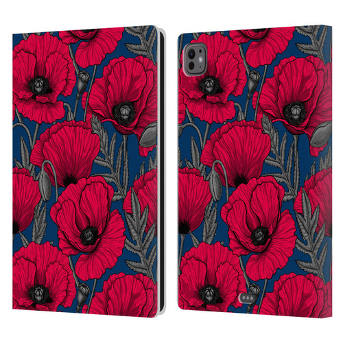 Katerina Kirilova Floral Patterns Night Poppy Garden Leather Book Wallet Case Cover For Apple iPad Pro 11 M4 2024