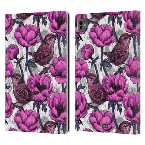 Katerina Kirilova Floral Patterns Wrens In Anemone Garden Leather Book Wallet Case Cover For Apple iPad Pro 11 M4 2024