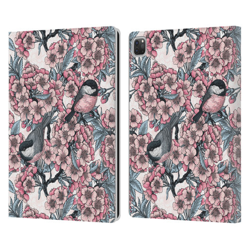 Katerina Kirilova Floral Patterns Cherry Garden Birds Leather Book Wallet Case Cover For Apple iPad Pro 13 M4 2024