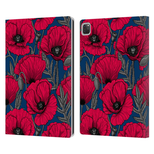 Katerina Kirilova Floral Patterns Night Poppy Garden Leather Book Wallet Case Cover For Apple iPad Pro 13 M4 2024