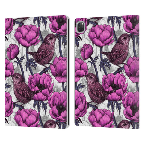 Katerina Kirilova Floral Patterns Wrens In Anemone Garden Leather Book Wallet Case Cover For Apple iPad Pro 13 M4 2024