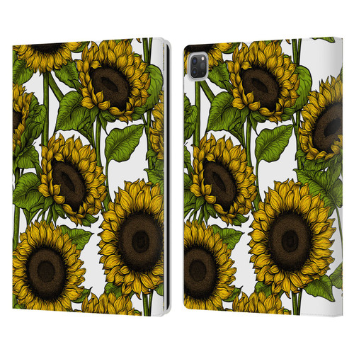 Katerina Kirilova Floral Patterns Sunflowers Leather Book Wallet Case Cover For Apple iPad Pro 13 M4 2024