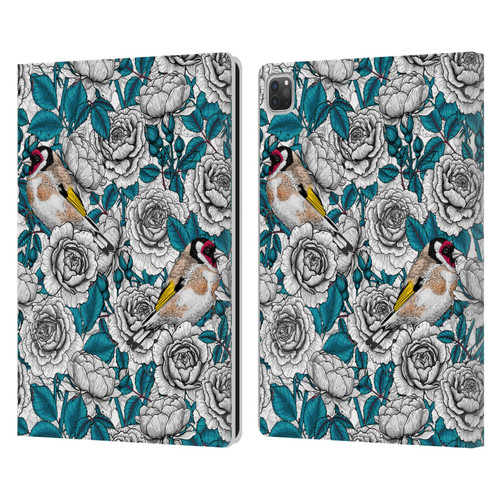 Katerina Kirilova Floral Patterns White Rose & Birds Leather Book Wallet Case Cover For Apple iPad Pro 13 M4 2024