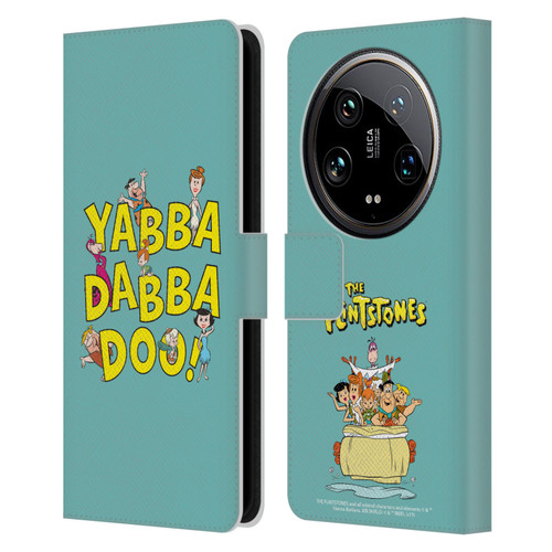 The Flintstones Graphics Yabba-Dabba-Doo Leather Book Wallet Case Cover For Xiaomi 14 Ultra