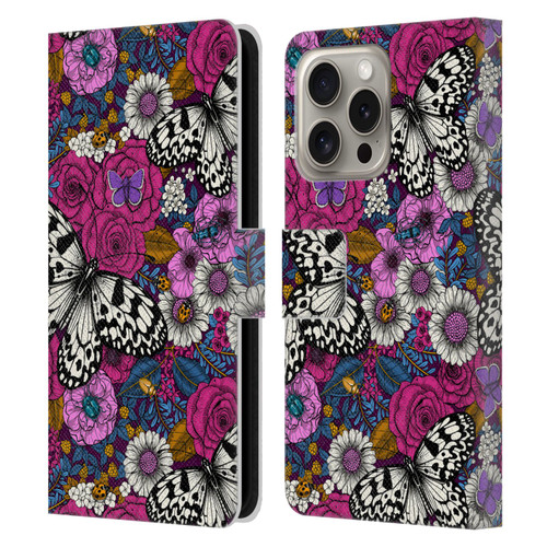 Katerina Kirilova Floral Patterns Colorful Garden Leather Book Wallet Case Cover For Apple iPhone 16 Pro