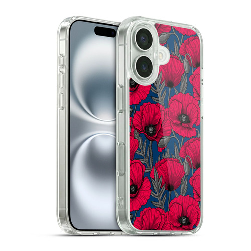 Katerina Kirilova Floral Patterns Night Poppy Garden Soft Gel Case for Apple iPhone 16 & MagSafe