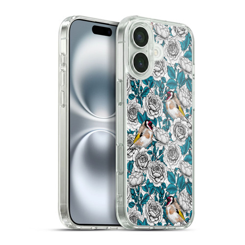 Katerina Kirilova Floral Patterns White Rose & Birds Soft Gel Case for Apple iPhone 16 Plus & MagSafe