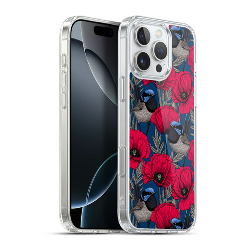 Katerina Kirilova Floral Patterns Fairy Wrens & Poppies Soft Gel Case for Apple iPhone 16 Pro Max & MagSafe