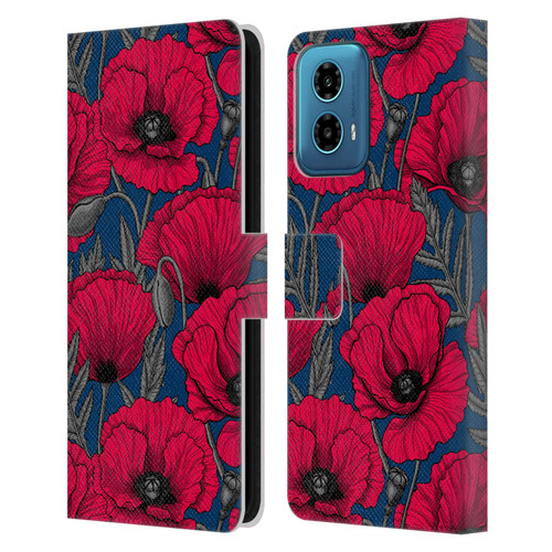 Katerina Kirilova Floral Patterns Night Poppy Garden Leather Book Wallet Case Cover For Motorola Moto G34 5G