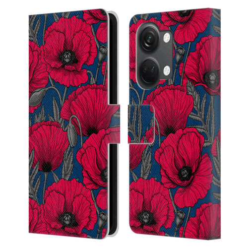 Katerina Kirilova Floral Patterns Night Poppy Garden Leather Book Wallet Case Cover For OnePlus Nord 3 5G