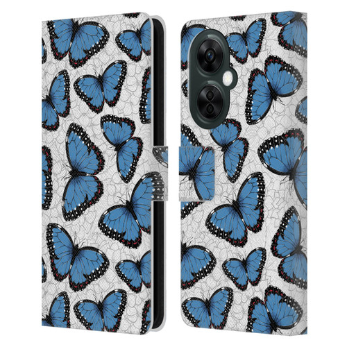 Katerina Kirilova Floral Patterns Blue Butterflies Leather Book Wallet Case Cover For OnePlus Nord CE 3 Lite 5G