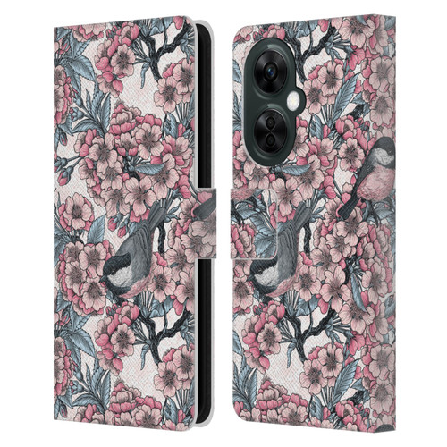 Katerina Kirilova Floral Patterns Cherry Garden Birds Leather Book Wallet Case Cover For OnePlus Nord CE 3 Lite 5G