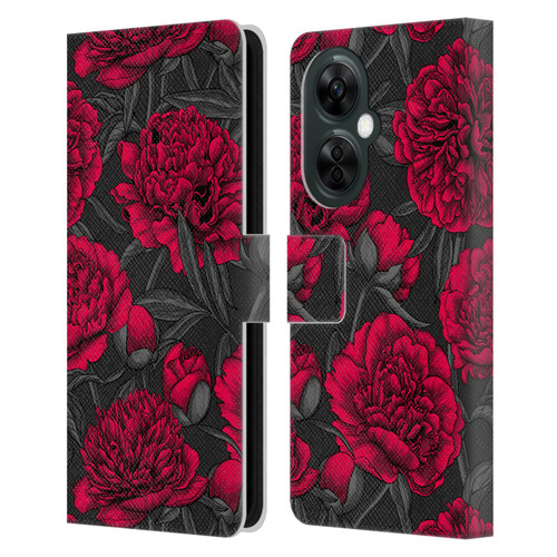 Katerina Kirilova Floral Patterns Night Peony Garden Leather Book Wallet Case Cover For OnePlus Nord CE 3 Lite 5G
