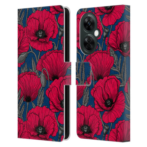 Katerina Kirilova Floral Patterns Night Poppy Garden Leather Book Wallet Case Cover For OnePlus Nord CE 3 Lite 5G
