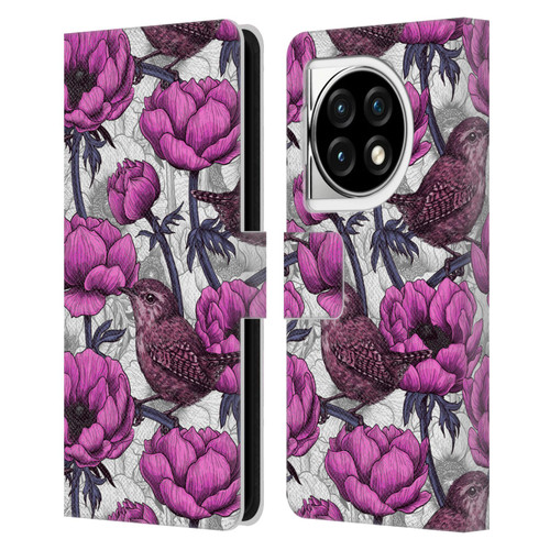 Katerina Kirilova Floral Patterns Wrens In Anemone Garden Leather Book Wallet Case Cover For OPPO OnePlus Ace 3 5G
