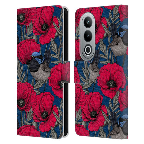 Katerina Kirilova Floral Patterns Fairy Wrens & Poppies Leather Book Wallet Case Cover For OPPO OnePlus Ace 3V 5G