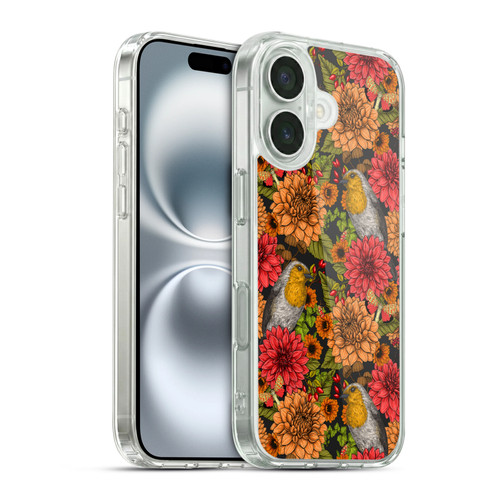 Katerina Kirilova Graphics Robins And Dahlias Soft Gel Case for Apple iPhone 16 & MagSafe