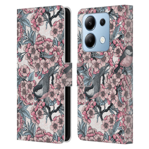 Katerina Kirilova Floral Patterns Cherry Garden Birds Leather Book Wallet Case Cover For Xiaomi Redmi Note 13/13 Pro 5G