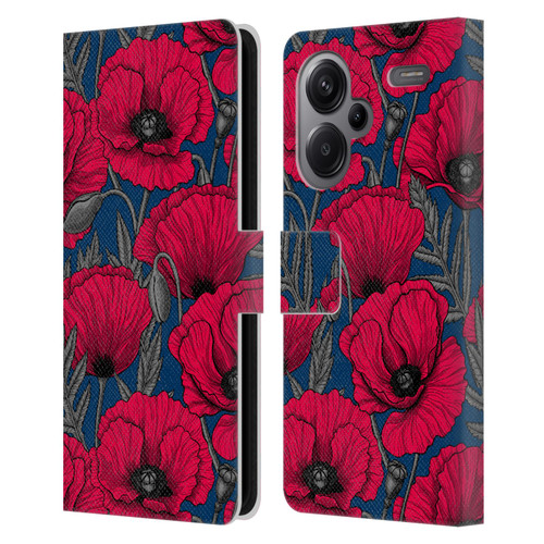 Katerina Kirilova Floral Patterns Night Poppy Garden Leather Book Wallet Case Cover For Xiaomi Redmi Note 13 Pro Plus 5G