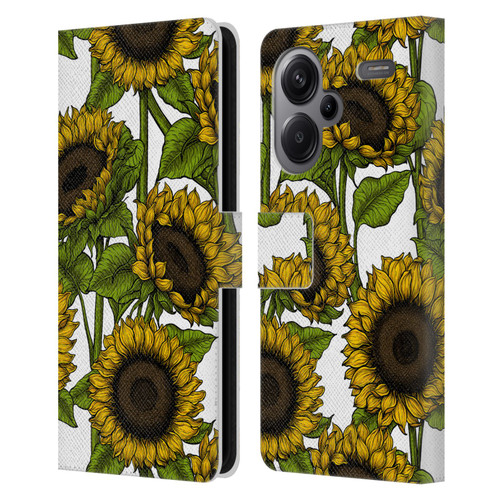 Katerina Kirilova Floral Patterns Sunflowers Leather Book Wallet Case Cover For Xiaomi Redmi Note 13 Pro Plus 5G