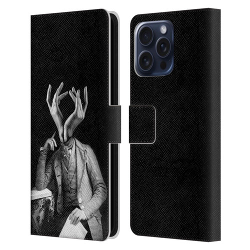 LouiJoverArt Black And White Sensitive Man Leather Book Wallet Case Cover For Apple iPhone 16 Pro Max