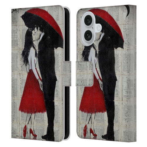 LouiJoverArt Red Ink A New Kiss Leather Book Wallet Case Cover For Apple iPhone 16
