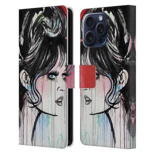 LouiJoverArt Red Ink God Created Woman Leather Book Wallet Case Cover For Apple iPhone 16 Pro Max