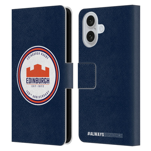 Edinburgh Rugby Graphics 150th Logo Leather Book Wallet Case Cover For Apple iPhone 16