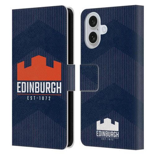 Edinburgh Rugby Graphics Lines Leather Book Wallet Case Cover For Apple iPhone 16