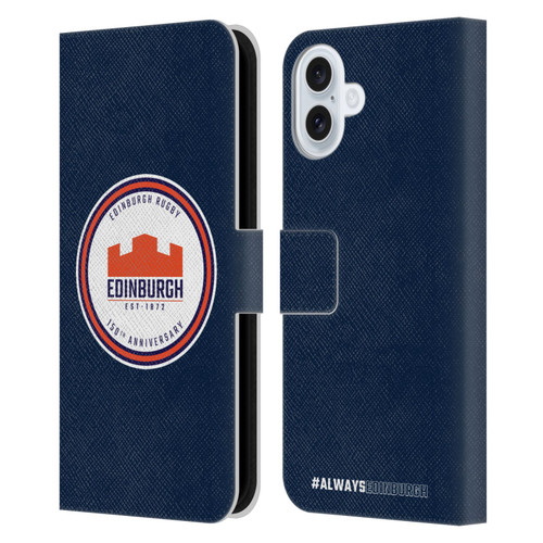 Edinburgh Rugby Graphics 150th Logo Leather Book Wallet Case Cover For Apple iPhone 16 Plus