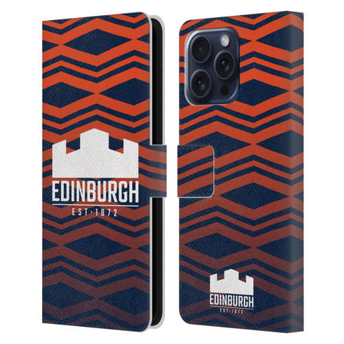 Edinburgh Rugby Graphics Pattern Gradient Leather Book Wallet Case Cover For Apple iPhone 16 Pro Max