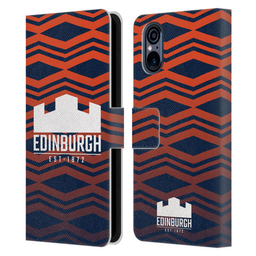 Edinburgh Rugby Graphics Pattern Gradient Leather Book Wallet Case Cover For Sony Xperia 5 V 5G