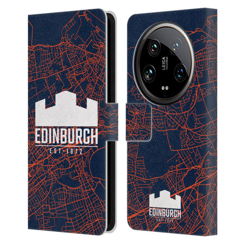Edinburgh Rugby Graphics Map Leather Book Wallet Case Cover For Xiaomi 14 Ultra